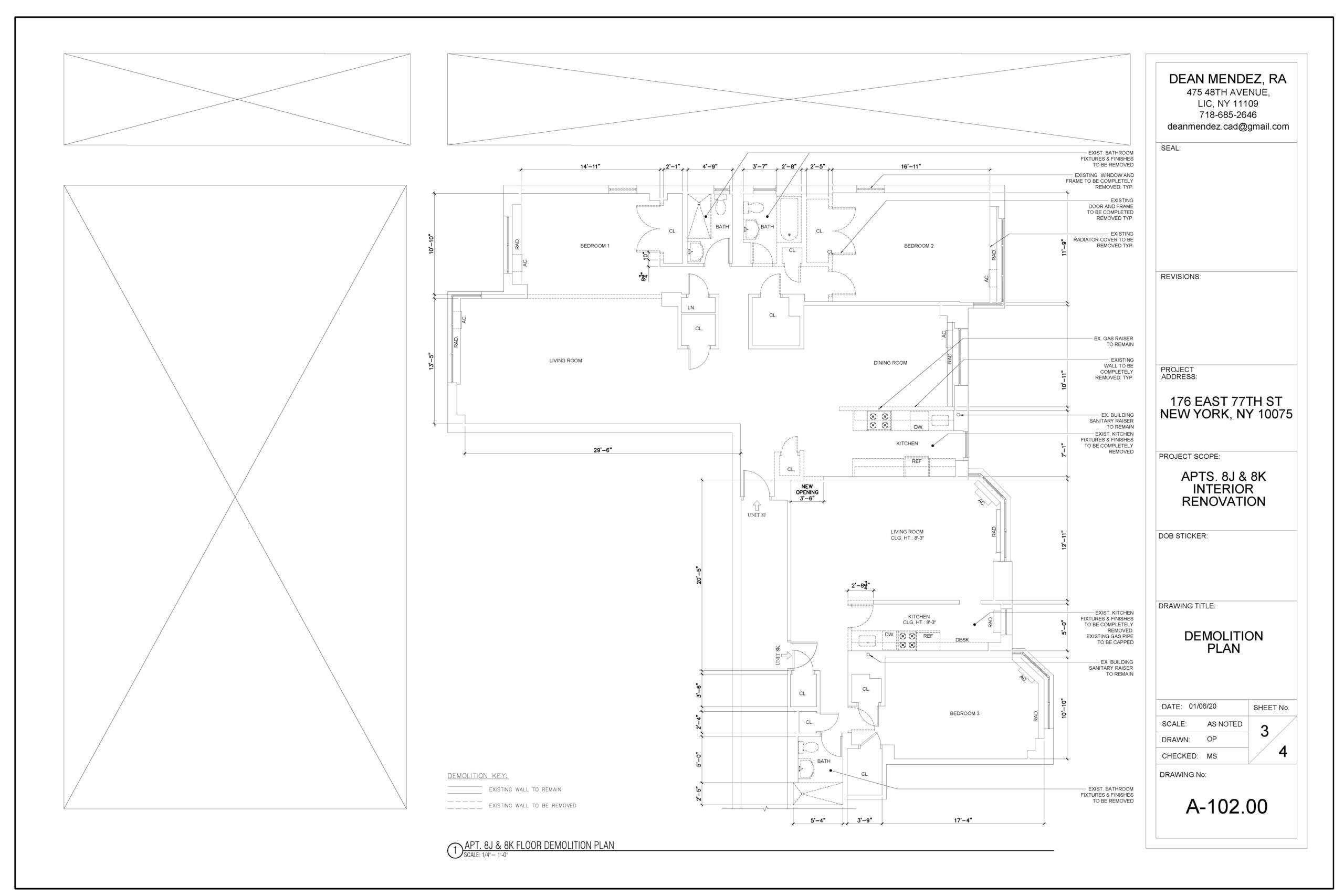New York Apartment Interior Renovation Construction Drawing